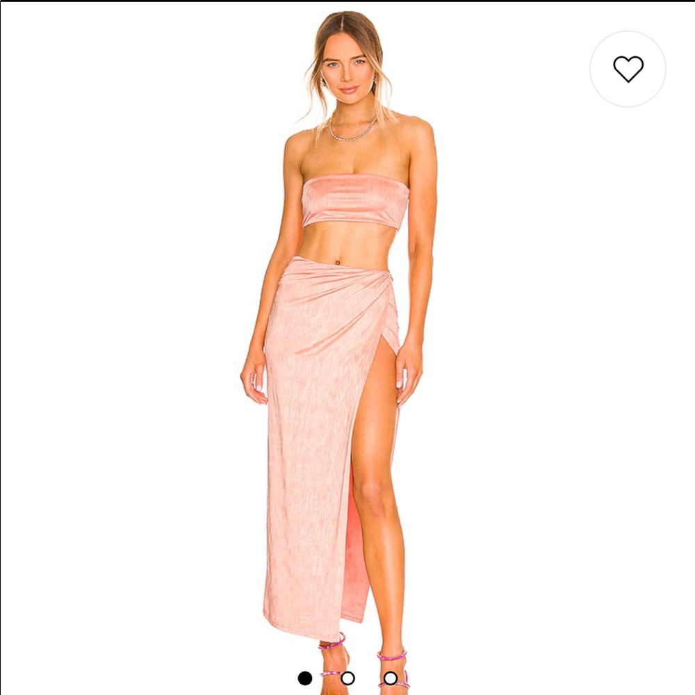 Superdown Karolyna Maxi Skirt Set in Peach